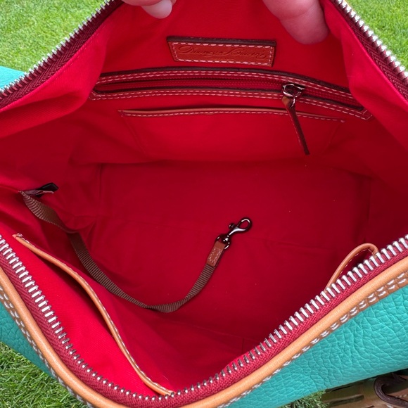 Dooney & Bourke Aqua and Tan Leather Hobo Bag - Picture 6 of 7